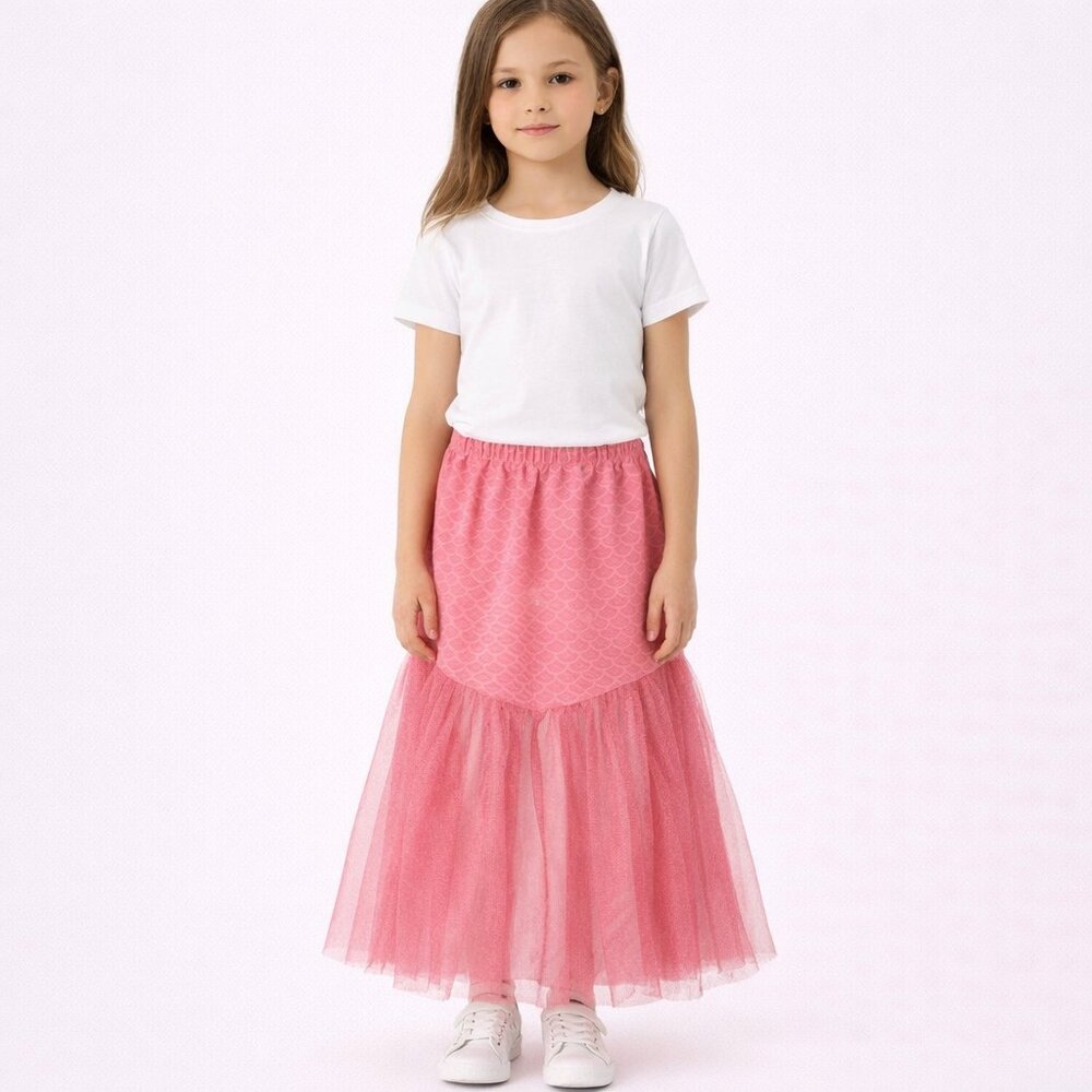 Floatimini Pink Elastic Band Mermaid Skirt Colorful Costume Gift Halloween Party